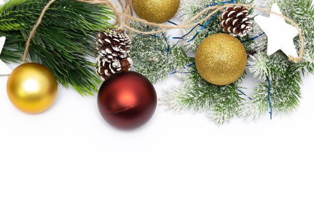 istock Christmas decor background with place for text, isolated on a white background. 1180447665