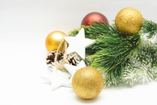 istock Christmas decor background with place for text, isolated on a white background. 1180448231