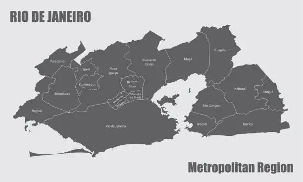 Vector illustration of Rio de Janeiro Metropolitan Region