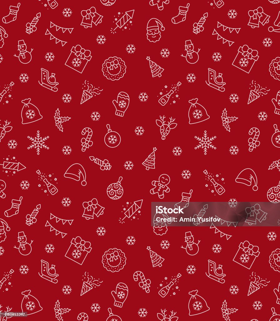 Christmas icons seamless pattern, xmas background, happy new year red background, merry christmas holiday pattern, eps 10. Christmas icons seamless pattern, xmas background, happy new year red background, merry christmas holiday pattern, eps 10 Christmas stock vector