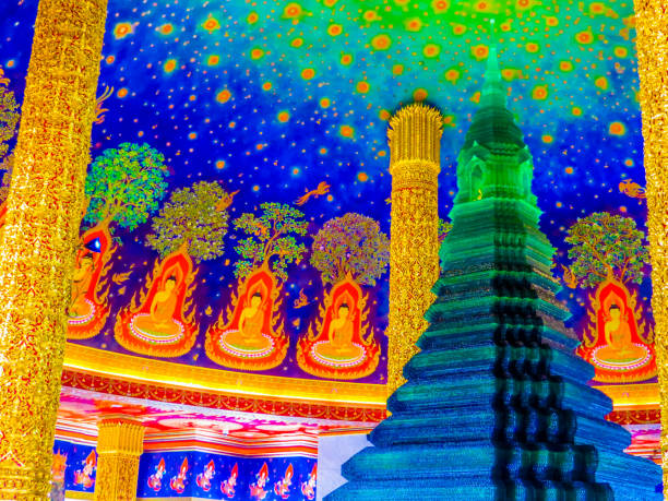 View of the interior of the Wat Paknam Phasi Charoen (English: Temple of Paknam Phasi Charoen