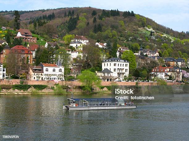 Schiff Auf Dem Neckar In Heidelberg Stockfoto und mehr Bilder von Baden-Württemberg - Baden-Württemberg, Baum, Bauwerk