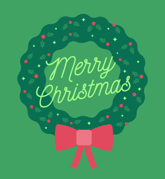 ilustrações de stock, clip art, desenhos animados e ícones de merry christmas wreath - arranjo de flores