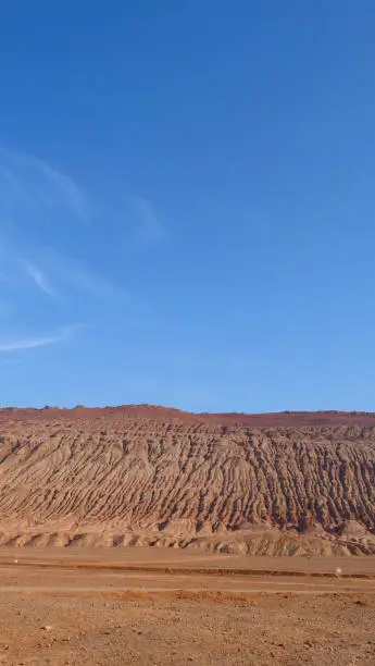 Photo of Nature landscape view of the Flaming Mountain in Turpan Xinjiang Province China.