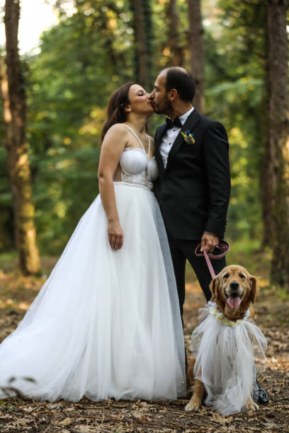 istock Bride and Groom Kiss And Dog 1180462287
