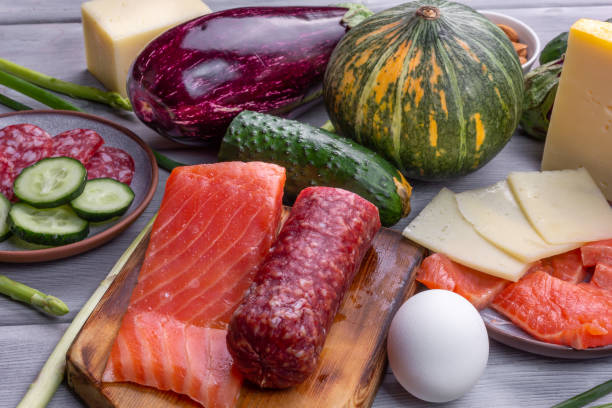 istock Top View of Ketogenic Diet Products Concept 1180462296