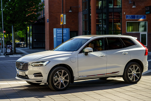 Gothenburg, Sweden - May 16th, 2019 : Parked White Volvo XC60 in Lindholmen of Gothenburg