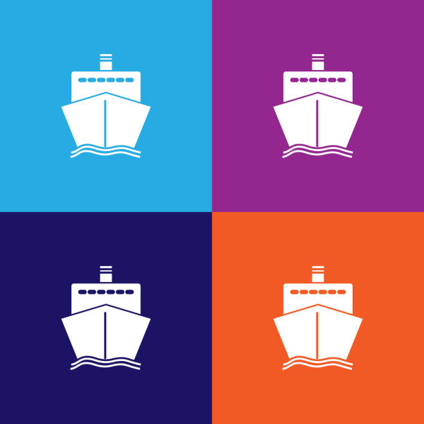 선박 아이콘 앞면. 여행 일러스트 아이콘의 요소입니다. 표지판, 기호는 웹, 로고, 모바일 앱, ui, ux에 사용할 수 있습니다. - vehicle trailer nautical vessel towing yacht stock illustrations