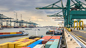 Busy port of Antwerp