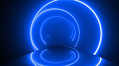 Round Shape, Glowing Neon Lights Abstract Background