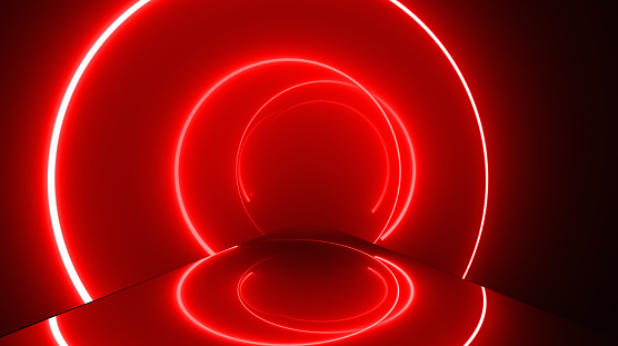 Abstract Neon Circle Shape, Glowing Lights Backgrounds.