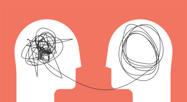 Two humans head silhouette psycho therapy concept. Therapist and patient. Vector illustration for psychologist blog or social media post. Two humans head silhouette psycho therapy concept. Therapist and patient. Vector illustration for psychologist blog or social media post. Vector illustration. doctor head stock illustrations