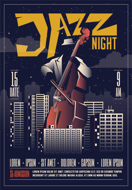 ilustrações de stock, clip art, desenhos animados e ícones de vintage styled retro live rock music party or event poster, flyer, banner. vector template with guitar and hand drawn live music sign. vector illustration. - jam up