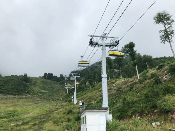 istock The cable car in Caucasus mountains. Bottom view. Sochi area, Roza Khutor, Russia 1180479039