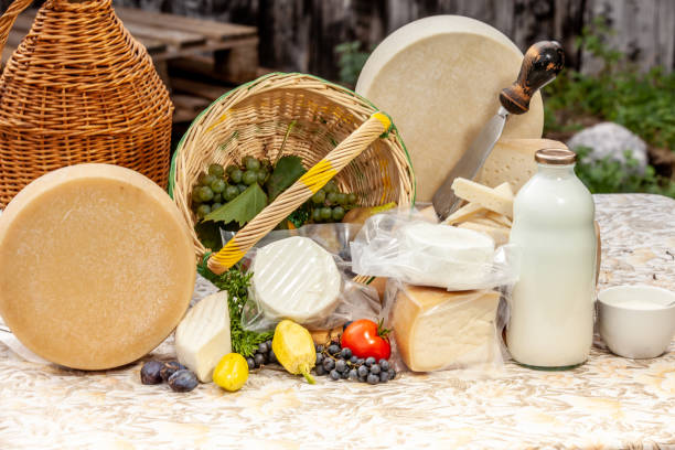 istock Dairy products arrangement on wooden table 1180480328