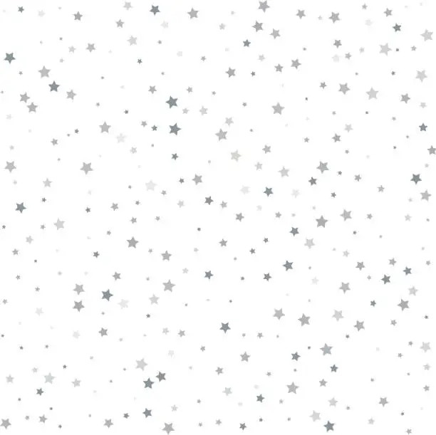 Vector illustration of Silver stars background, sparkling christmas lights confetti.