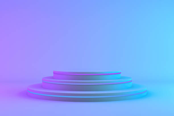 istock Blank product stand with neon lights 1180484857