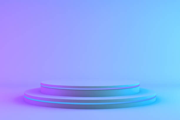 istock Blank product stand with neon lights 1180484895