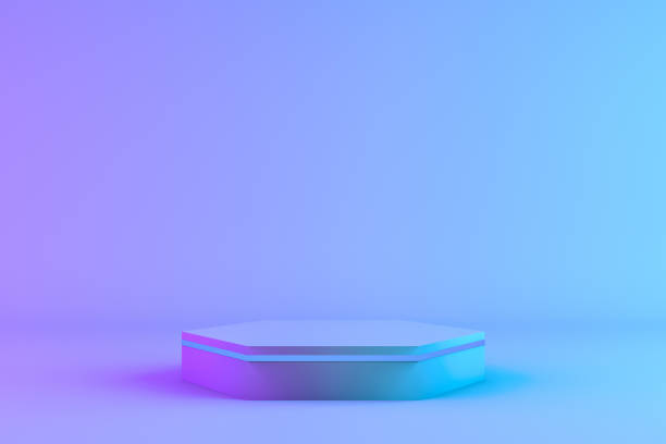istock Blank product stand with neon lights 1180485145
