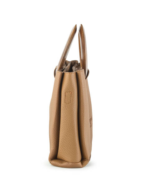 istock Leather handbag with wooden handles isolated on white background 1180488840