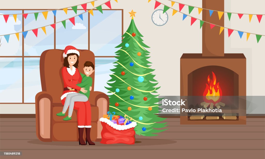 Ilustración de Navidad Año Nuevo Tradiciones Ilustración Plana Santa Claus Mujer En Traje Niño Feliz Esperando Personajes De Dibujos Animados Presentes Invierno Vacaciones Estado De Ánimo Árbol De Año Nuevo Saco De Ilustración de Navidad Año Nuevo Tradiciones Ilustración Plana Santa Claus Mujer En Traje Niño Feliz Esperando Personajes De Dibujos Animados Presentes Invierno Vacaciones Estado De Ánimo Árbol De Año Nuevo Saco De