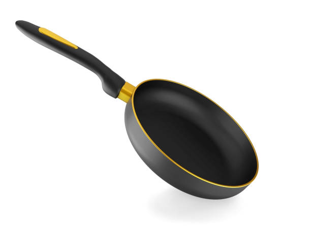 istock empty black fry pan isolated on white background. 3d rendering 1180490017