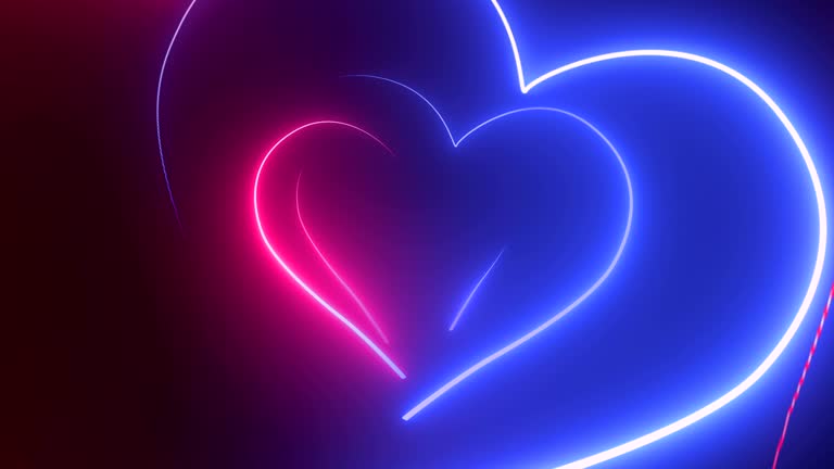 Heart Shape, Glowing Neon Lights - Loopable 4K