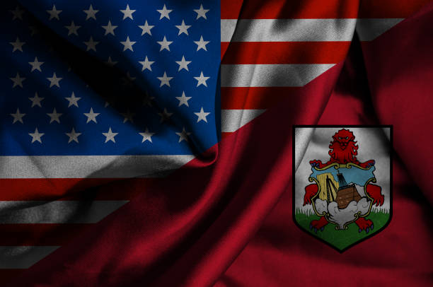 istock Waving flag of Bermuda and USA 1180503610