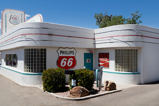 Diner, 50's style on historic Route 66, located on Central Avenue, close to Downtown. Internationally known restaurant popular with locals and tourists alike.