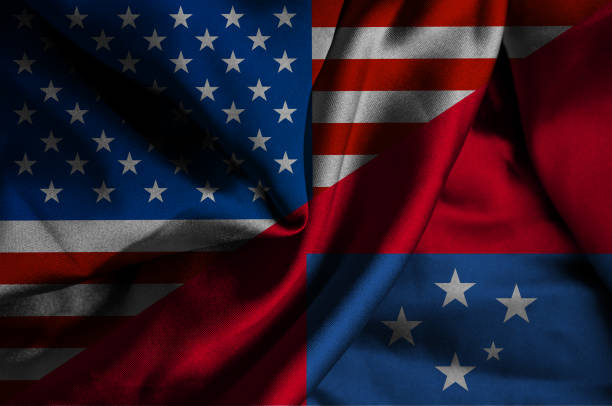 istock Waving flag of Samoa and USA 1180507700