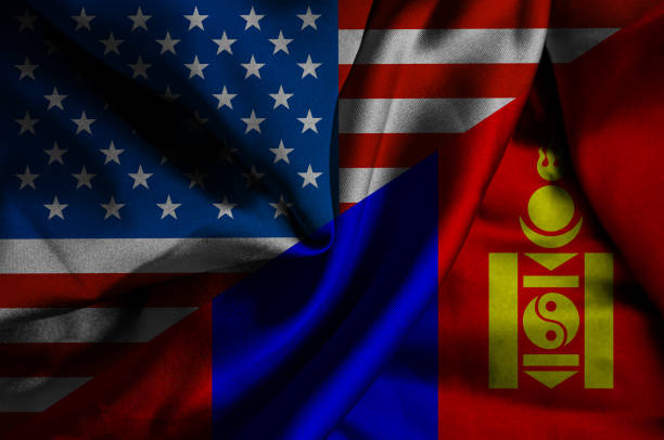 istock Waving flag of Mongolia and USA 1180508429