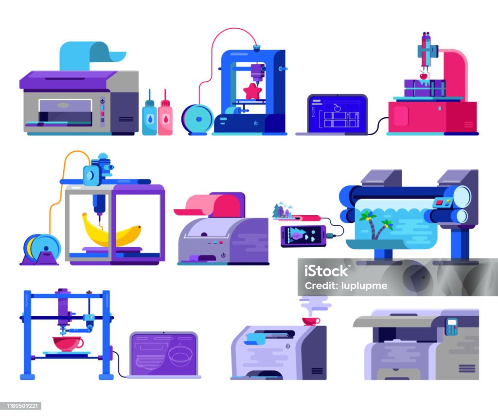 Printer Vector Print Machine Technology Office Equipment Printin Stock ...