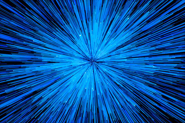 istock Blue glowing radial lines, magical lines, 3d rendering. 1180511827