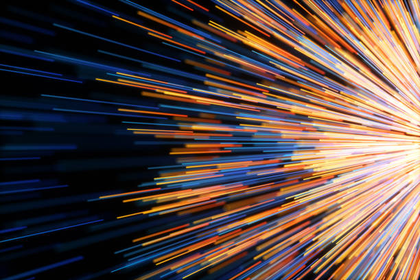 istock Blue glowing radial lines, magical lines, 3d rendering. 1180512848