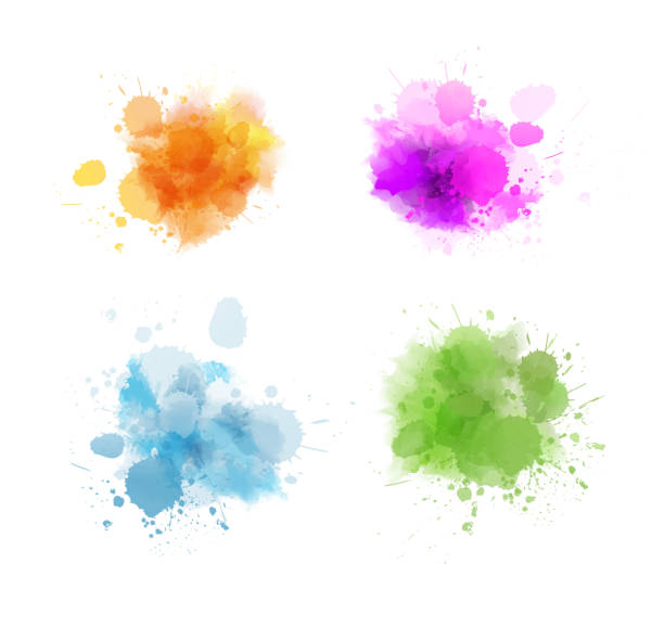 Watercolor paint splashes vector art illustration