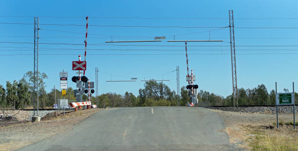 railway crossing - train coal mining australia imagens e fotografias de stock