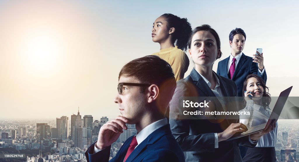 Global business concept. Group of various ethnic businessperson. Diversity. Leadership Stock Photo