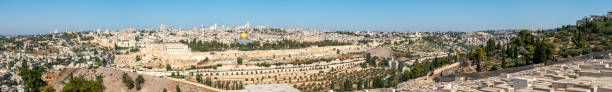 180 Degree Panorama of the City of Jerusalem From Jewish Cementary 180 Degree Panorama of the City of Jerusalem From Jewish Cementary pool of siloam stock pictures, royalty-free photos & images