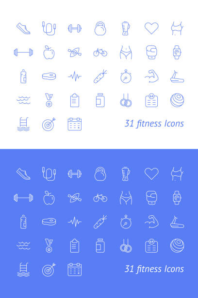 Fitness and Sport Vector Icons Set vector art illustration