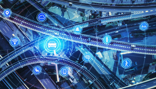 transport och trådlöst kommunikationsnät koncept. fordonsteknik. 5g. sakernas internet. - autonom teknik fotografier bildbanksfoton och bilder