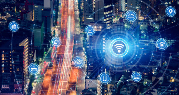 istock Smart city and communication network concept. 5G. LPWA (Low Power Wide Area). Wireless communication. 1180543315