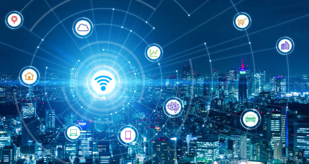 istock Smart city and communication network concept. 5G. LPWA (Low Power Wide Area). Wireless communication. 1180543318