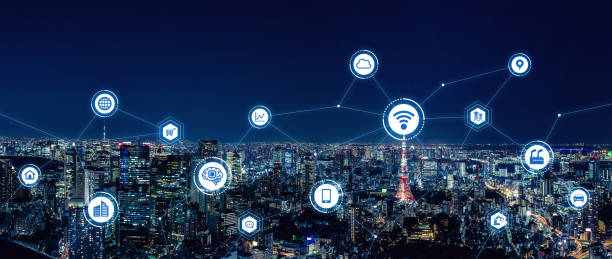 istock Smart city and communication network concept. 5G. LPWA (Low Power Wide Area). Wireless communication. 1180543321