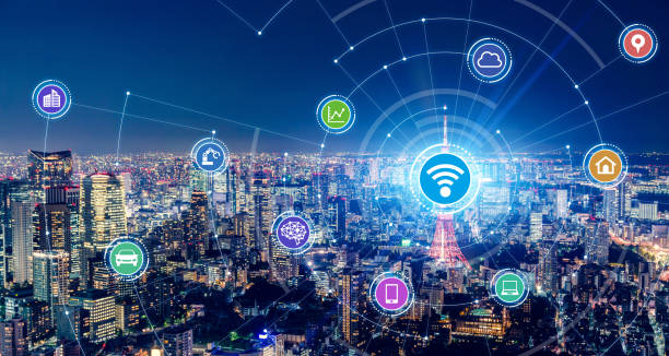 istock Smart city and communication network concept. 5G. LPWA (Low Power Wide Area). Wireless communication. 1180543325