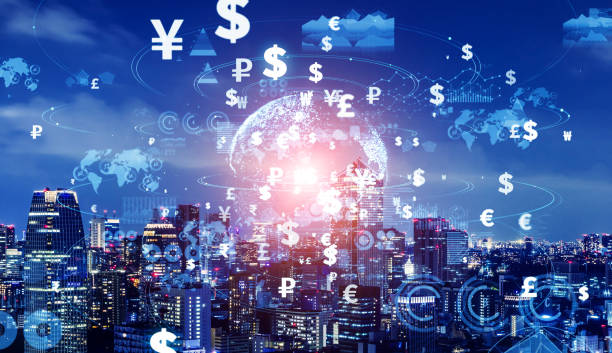 Financial technology concept. Fintech. Crypto currency. Electronic money. Cashless payment. Modern Monetary Theory. Financial technology concept. Fintech. Crypto currency. Electronic money. Cashless payment. Modern Monetary Theory. financial technology stock pictures, royalty-free photos & images