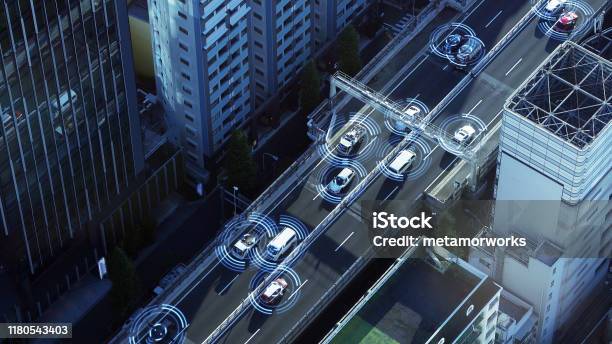 Automotive Sensing System Concept Autonomous Car Driver Assistant System Adaptive Cruise Control Stock Photo - Download Image Now