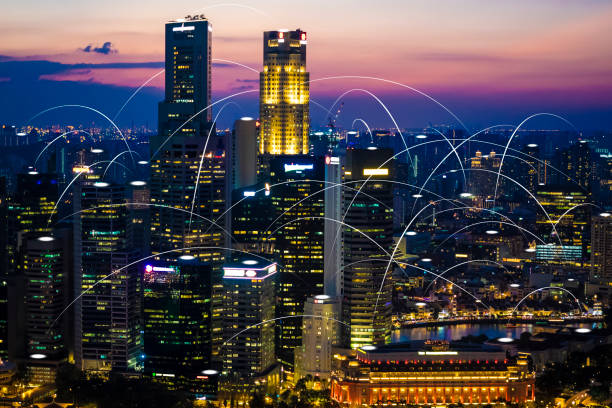 istock Futuristic singapore electromagnetic signals 1180543436