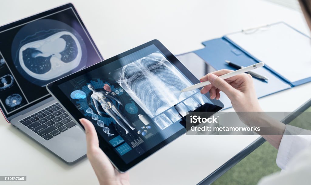 Medical technology concept. Med tech. Electronic medical record. Healthcare And Medicine Stock Photo Medical technology concept. Med tech. Electronic medical record. Healthcare And Medicine Stock Photo