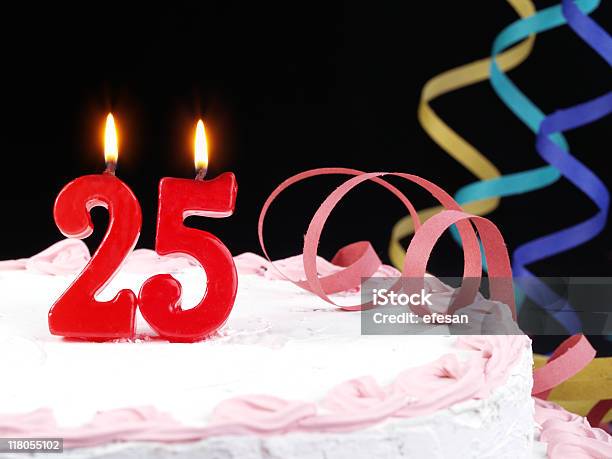 25th Anniversary Stock Photo - Download Image Now - Candle, 25-29 Years, Cake