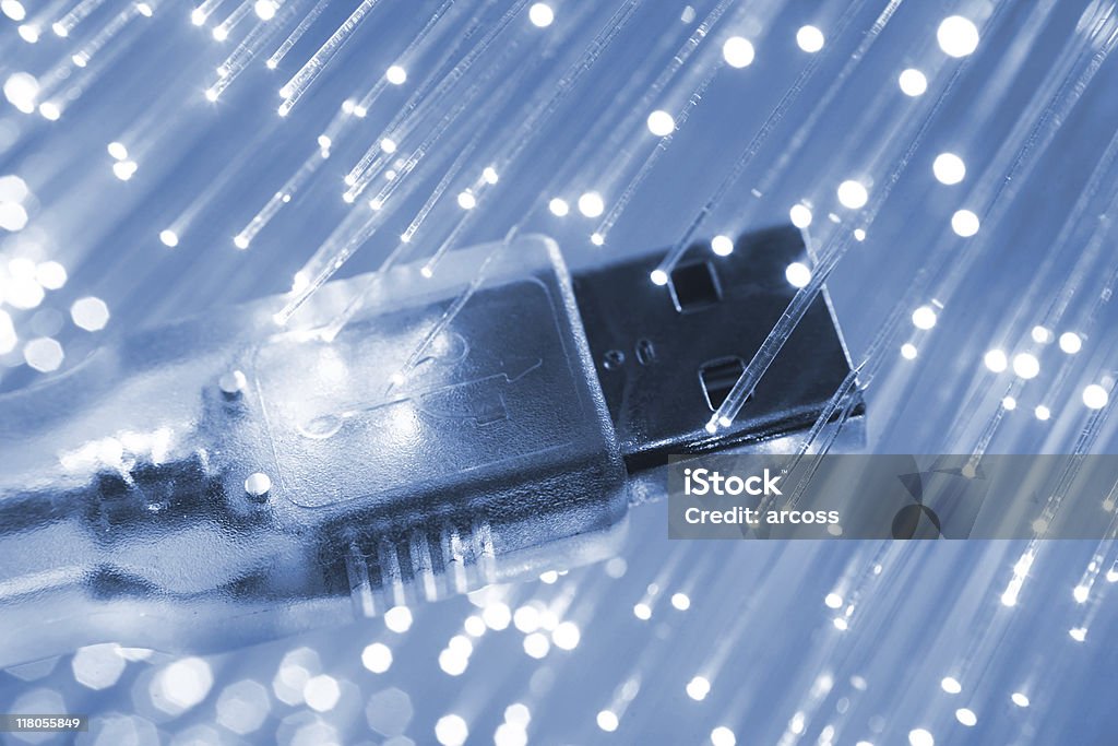 Faser optische und USB-Kabel - Lizenzfrei USB-Kabel Stock-Foto